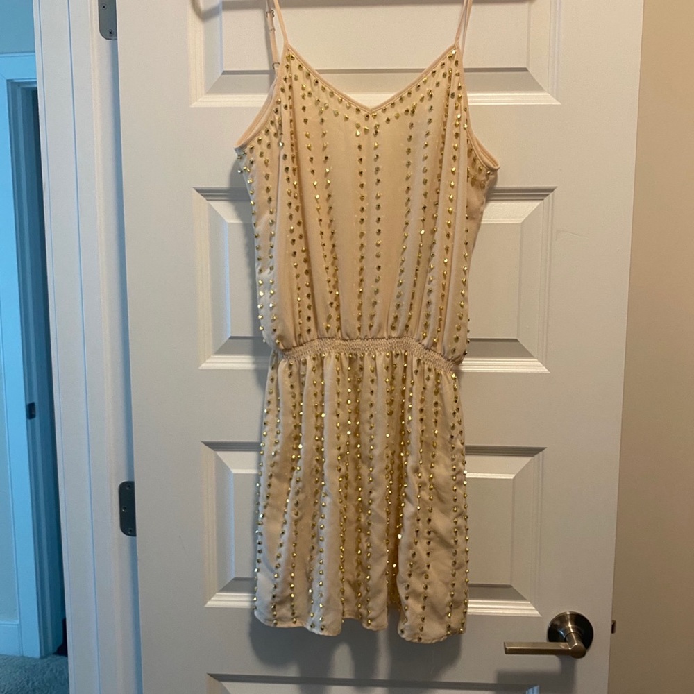 NWT Blush Gold Studded Mini Dress